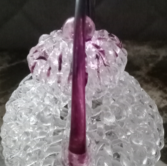 Set Of 3 Hand spun glass coffee pot w a purple accent with two candlesticks - Picture 7 of 13